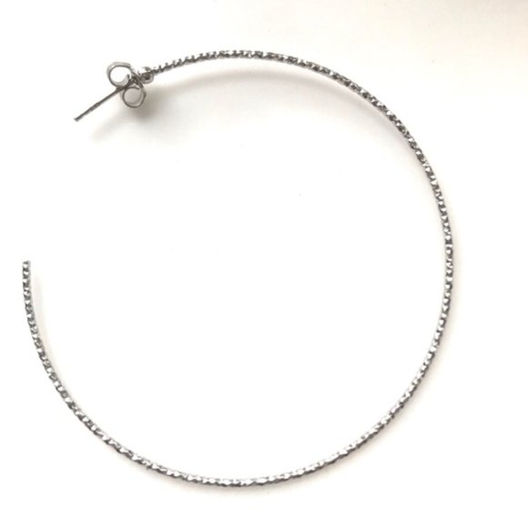 NWT Very large sterling 2.5" diamond-cut hoops - Picture 2 of 7